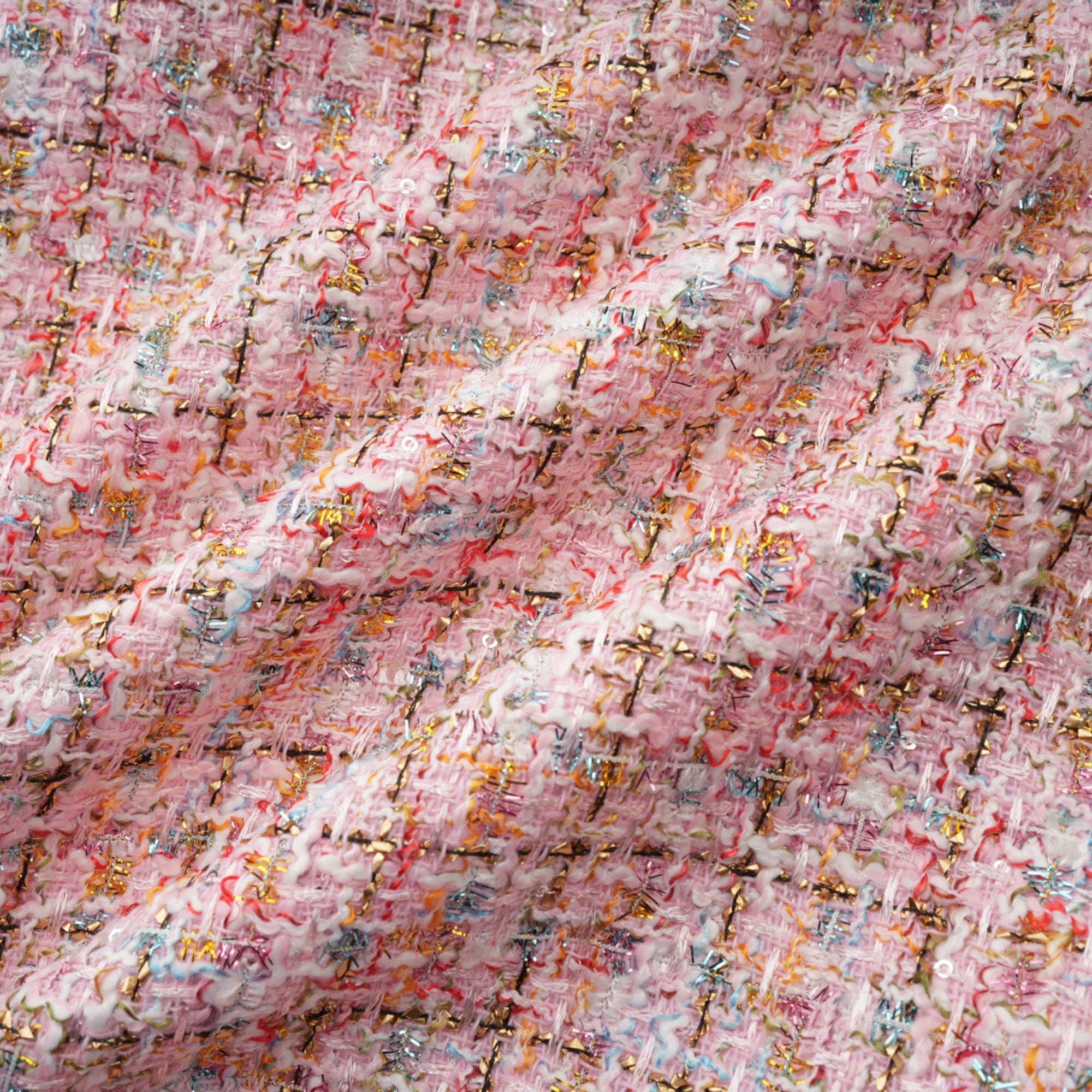 Aoife rosa utsmyckad tweed miniklänning 