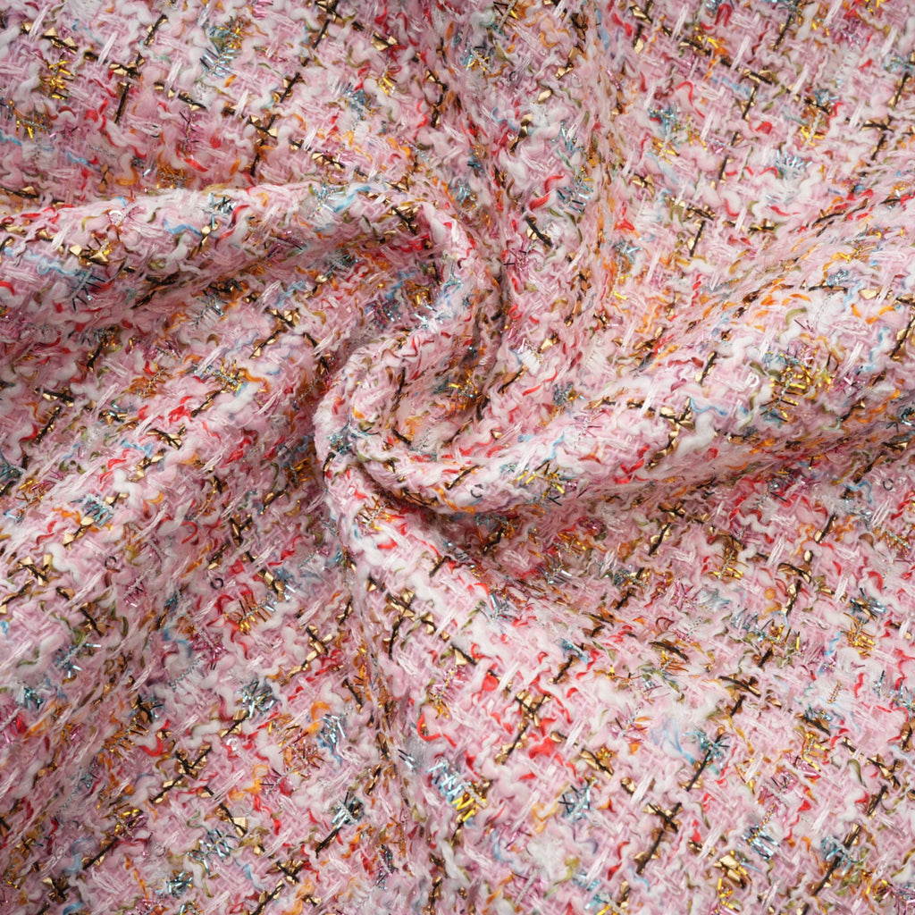 Aoife rosa utsmyckad tweed miniklänning 