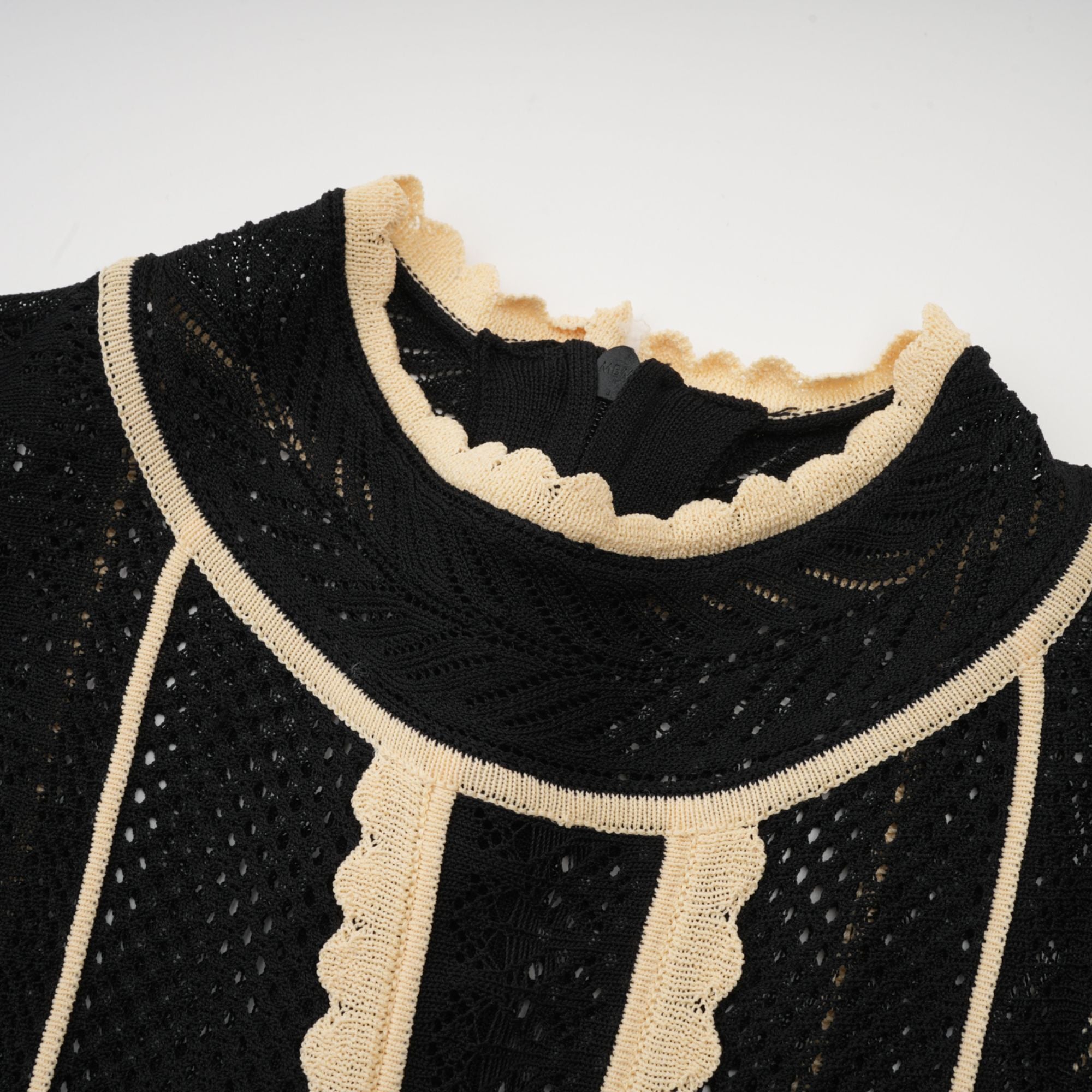 Maëlys black vertical-stripe netted maxi dress