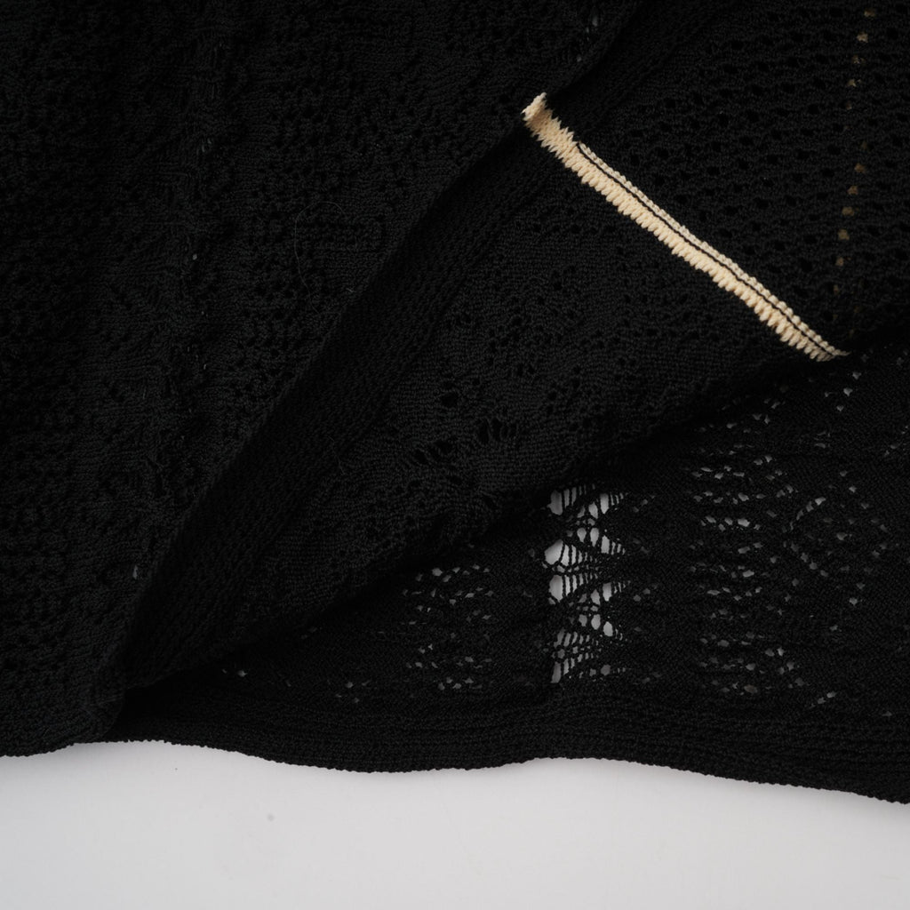 Maëlys black vertical-stripe netted maxi dress