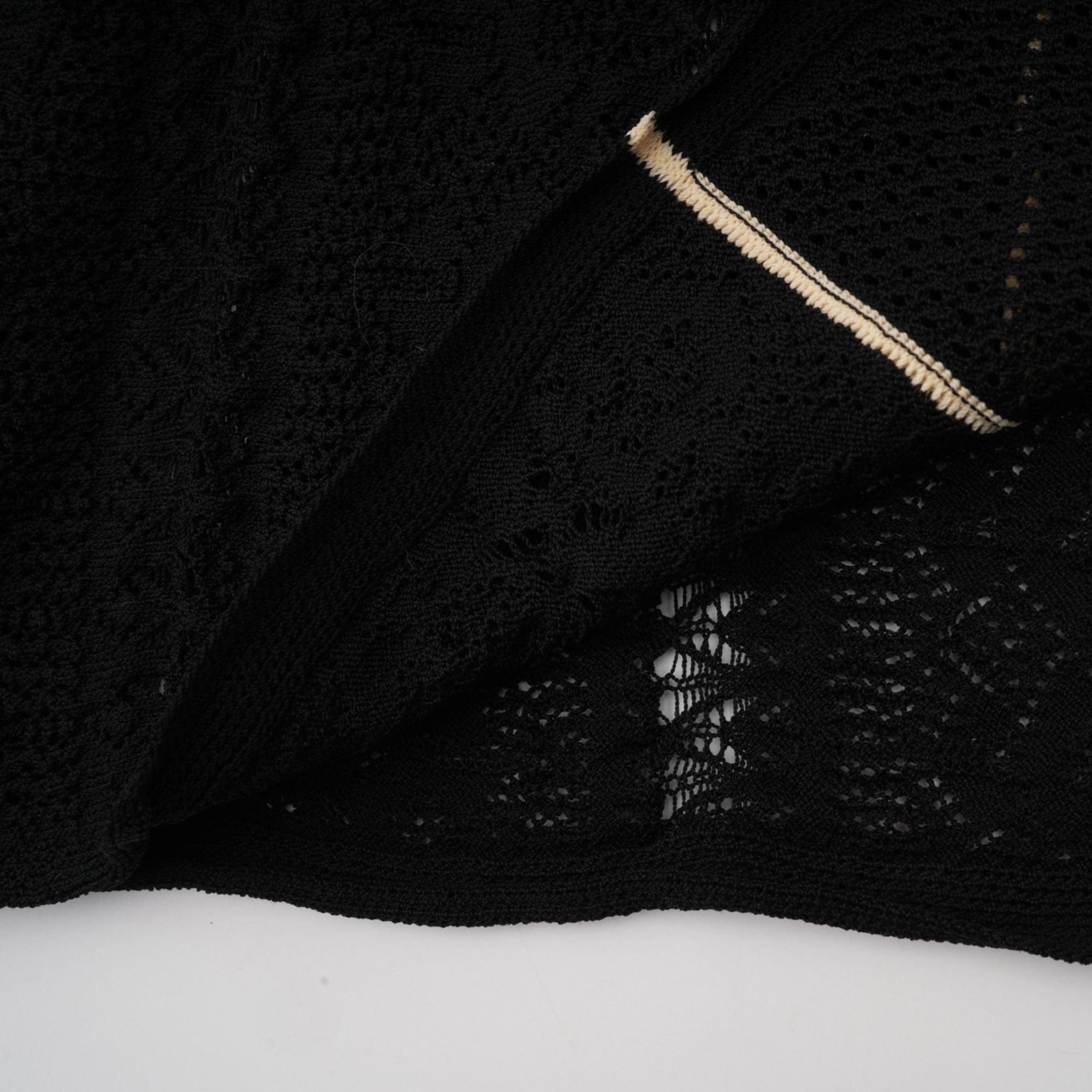 Maëlys black vertical-stripe netted maxi dress