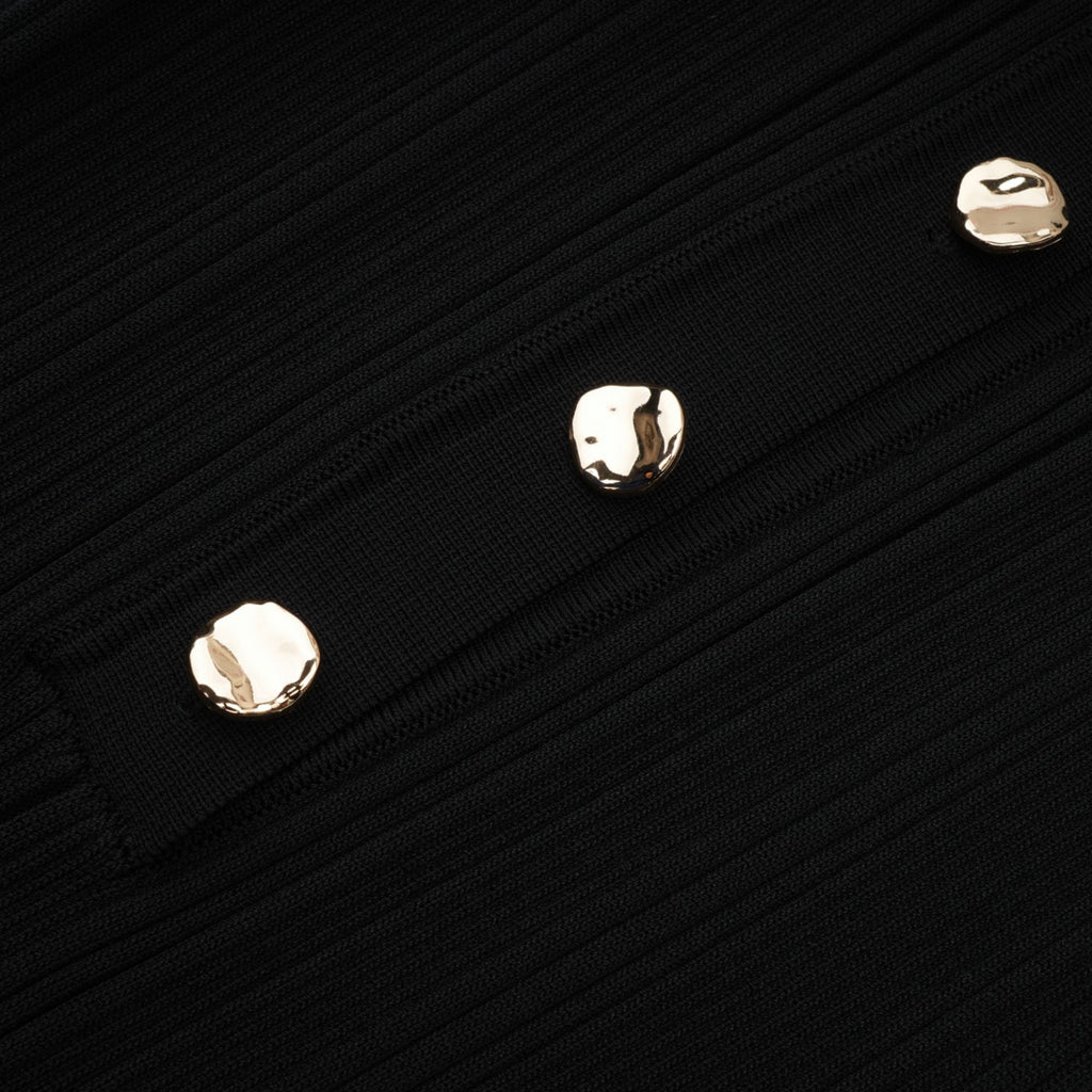 Priscille black ruffled midi dress