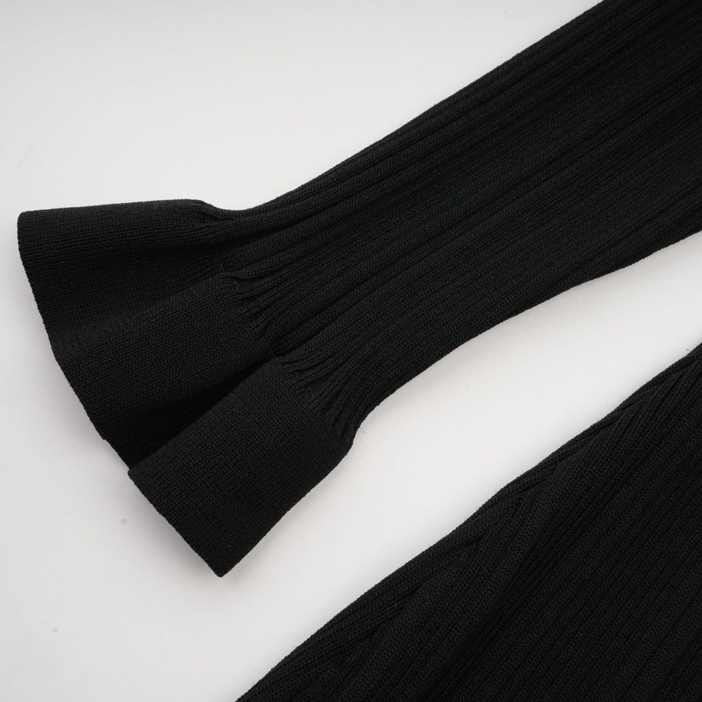 Priscille black ruffled midi dress