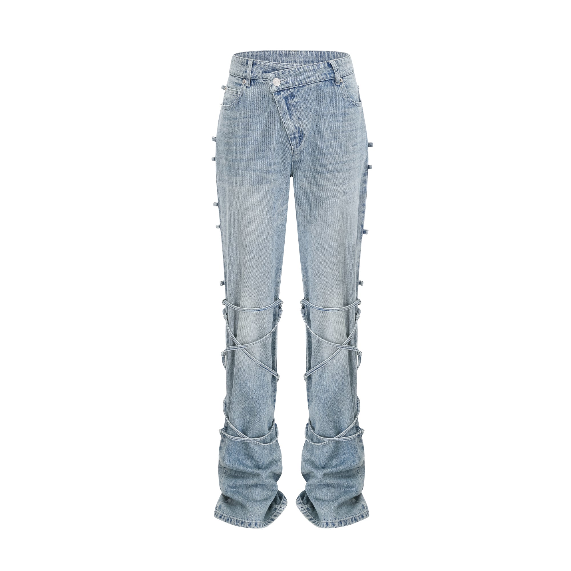 Géraldine jeans med remdetaljer
