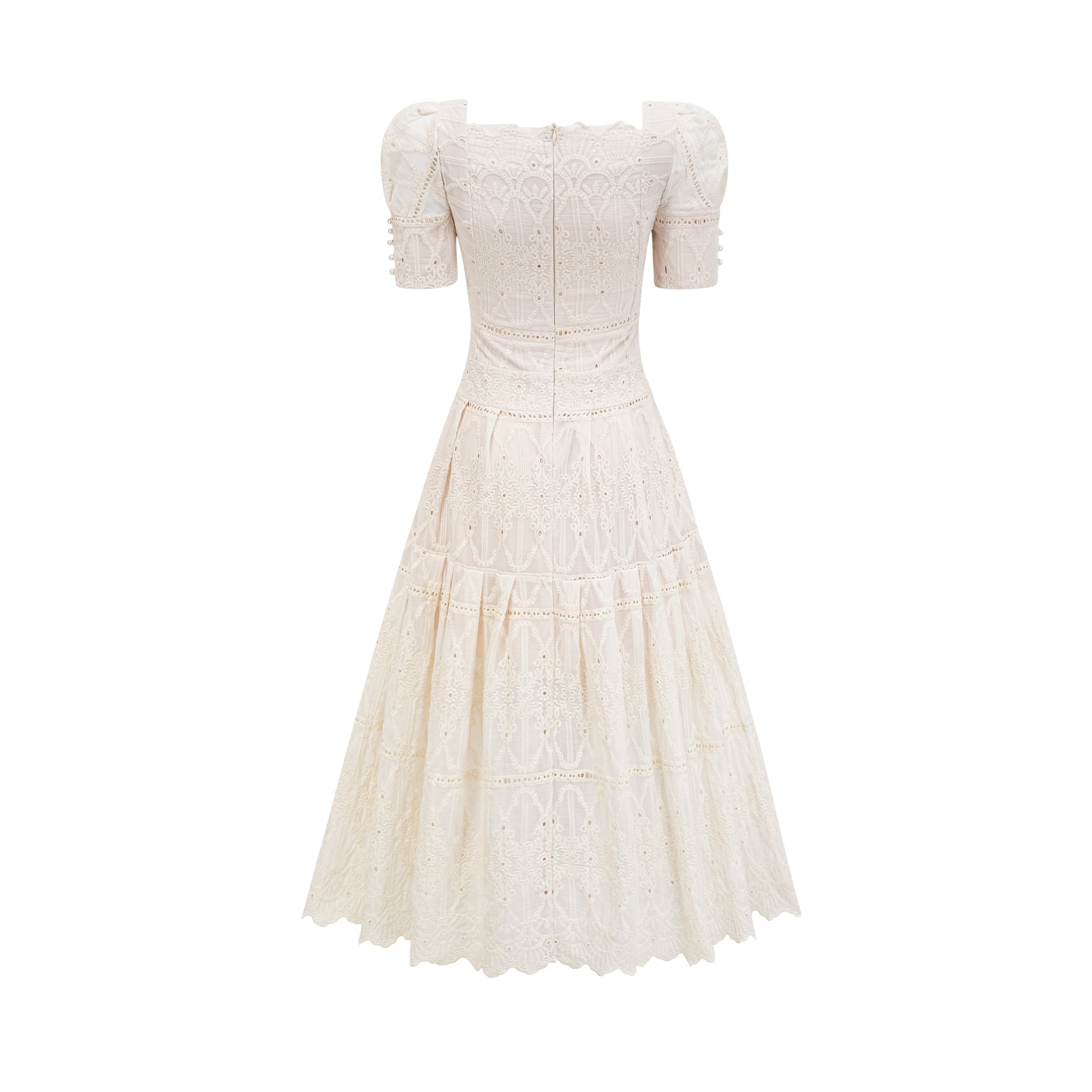 Anaïs midiklänning med utskurna detaljer och pärlprydnad 