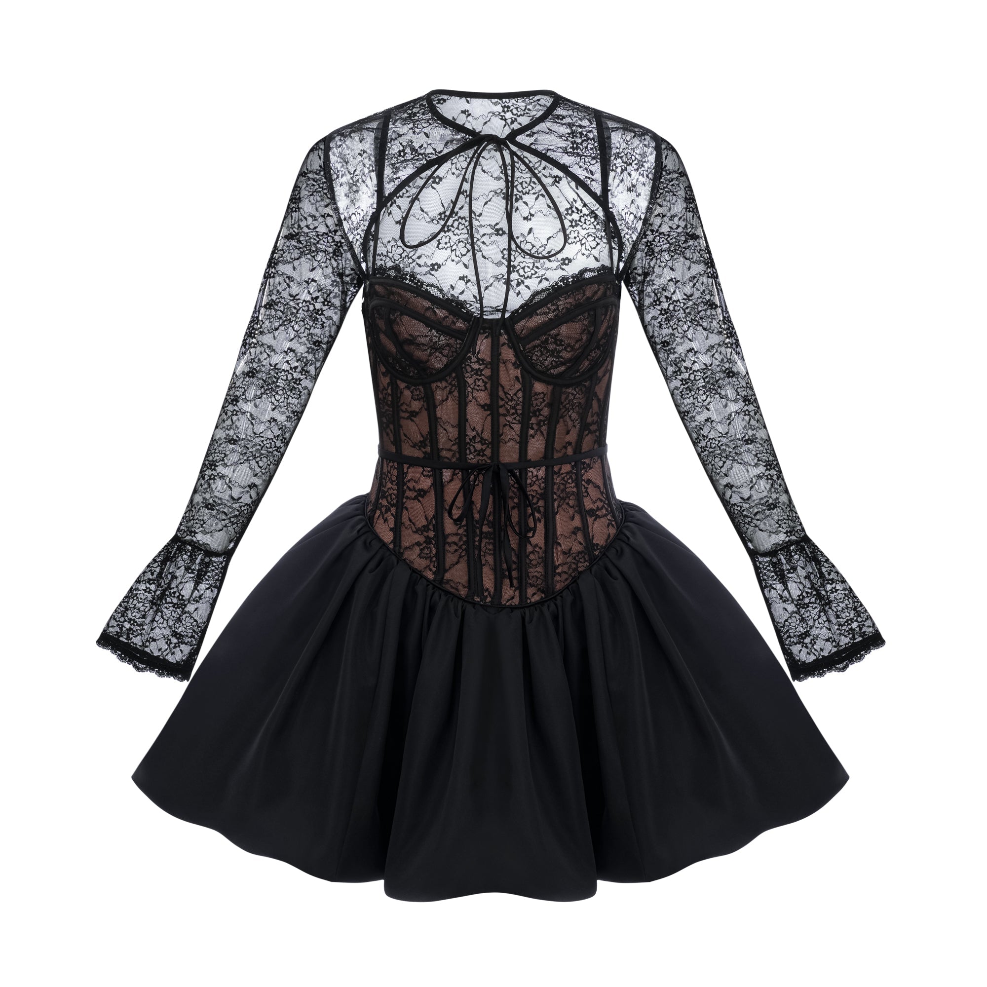 Louise black floral-lace vest & dress matching set