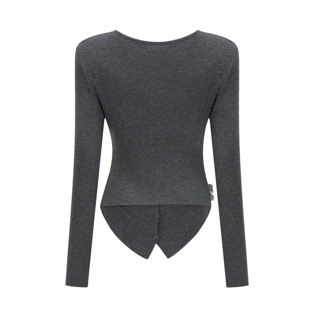 Anastasie grå paljettkofta med fjärilsmotiv