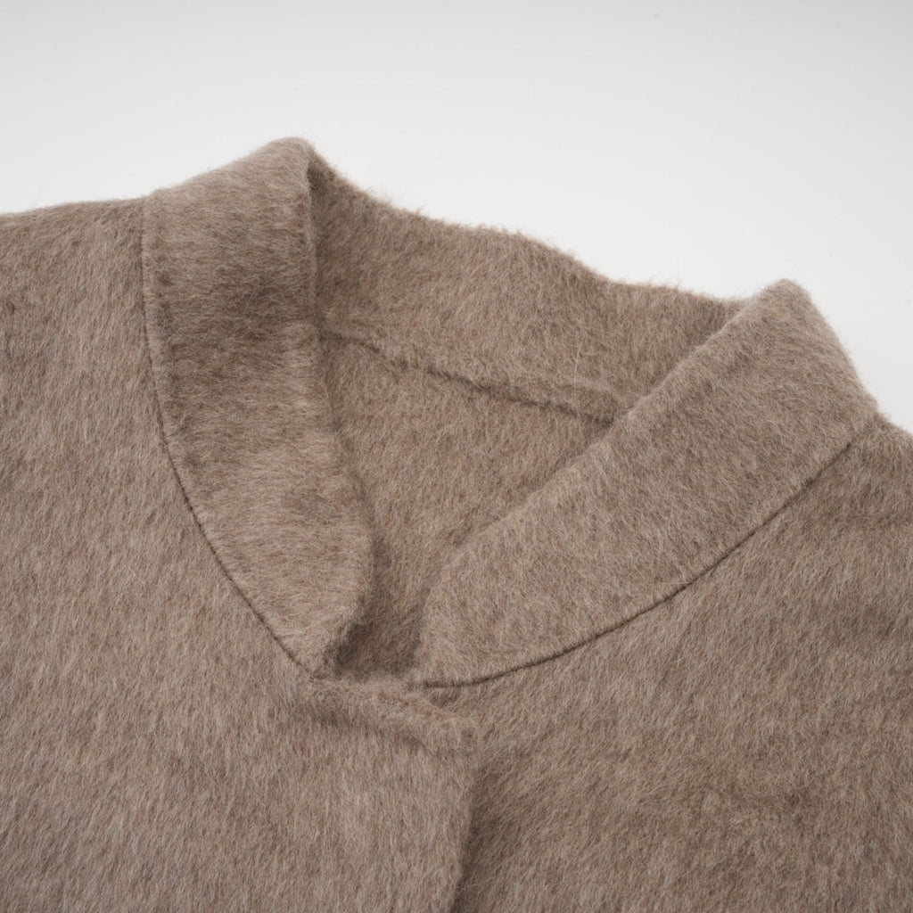 Chloris wool fur belted cape coat in Brown