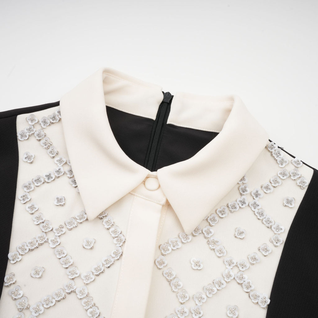 Esmée contrast-color embellished mini dress