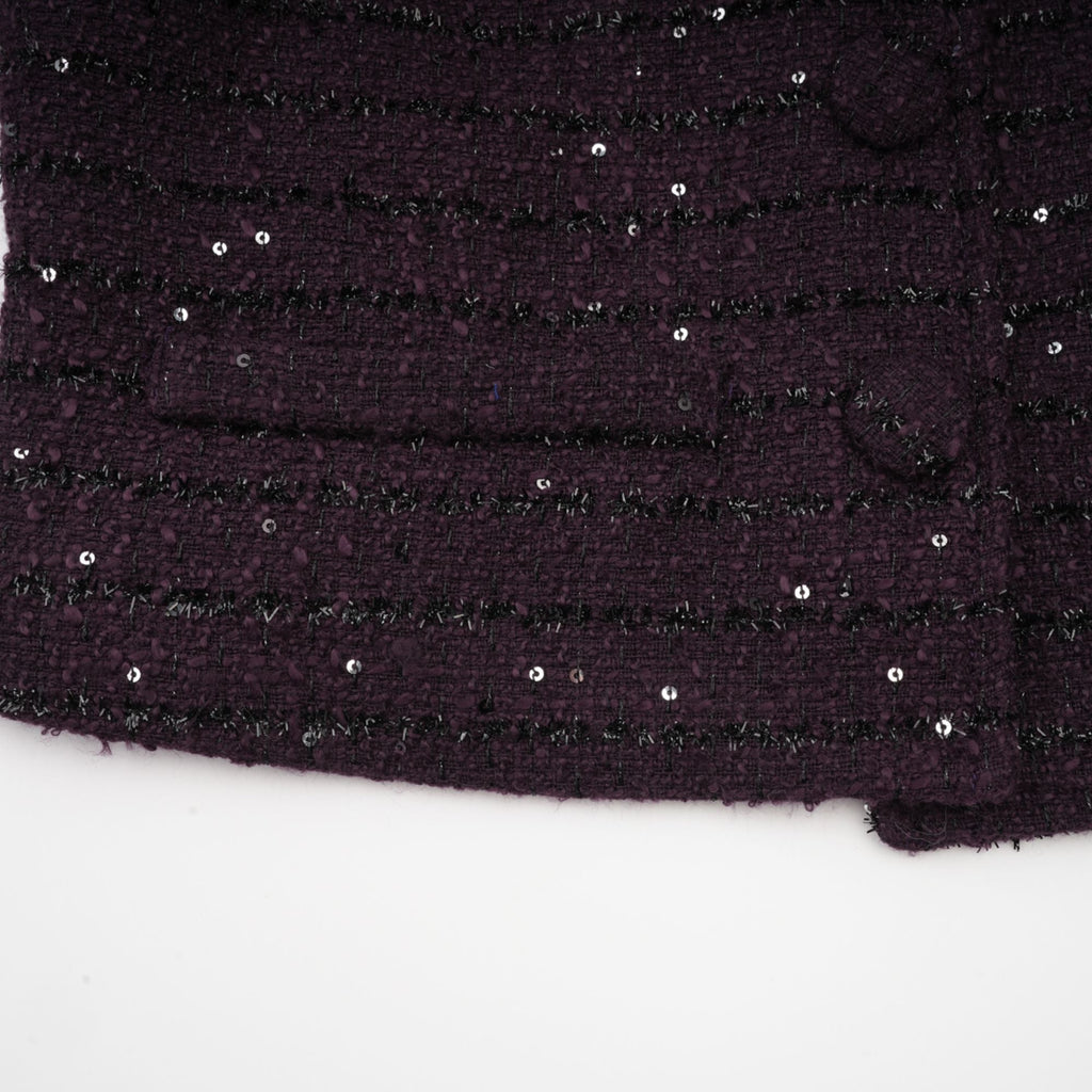 Brigitte purple sequined tweed jacket & skirt matching set