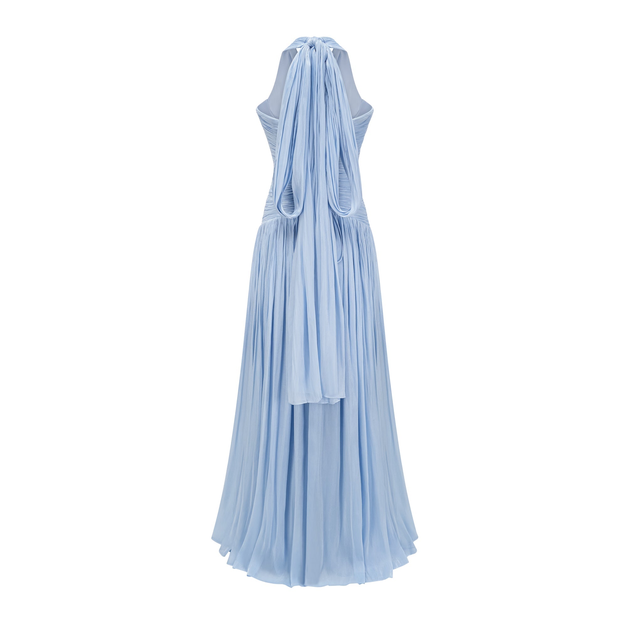 Térébenthine Blue Glossy Gathered Maxi Dress