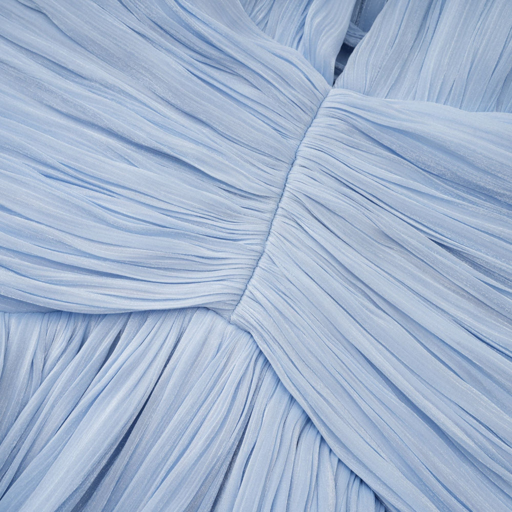 Térébenthine Blue Glossy Gathered Maxi Dress