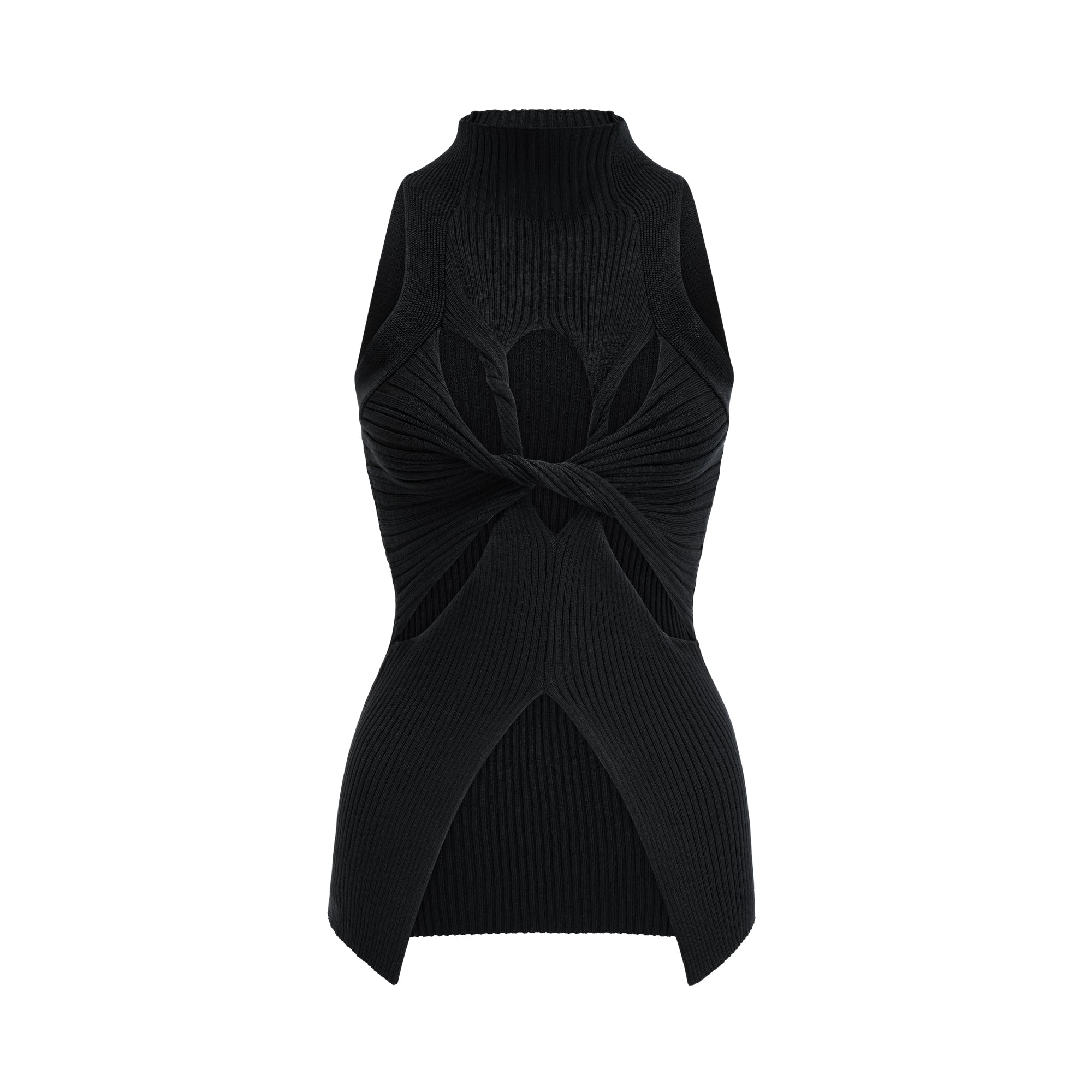 Émilie topp med hög hals och vriddetaljer