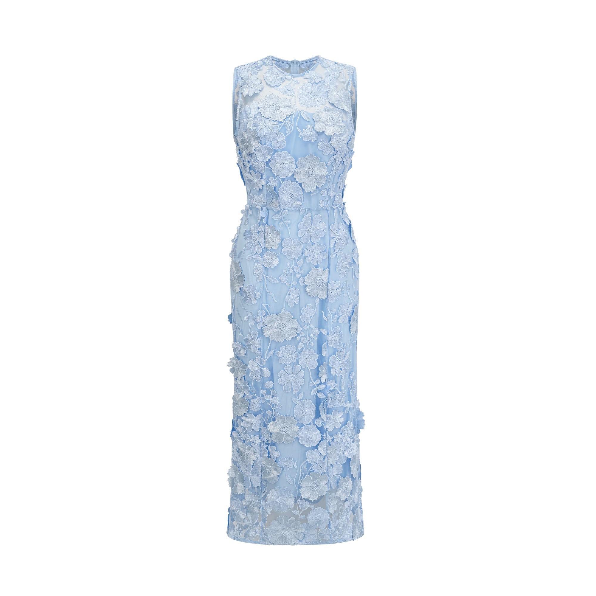 Herta blue floral-appliqué midi dress