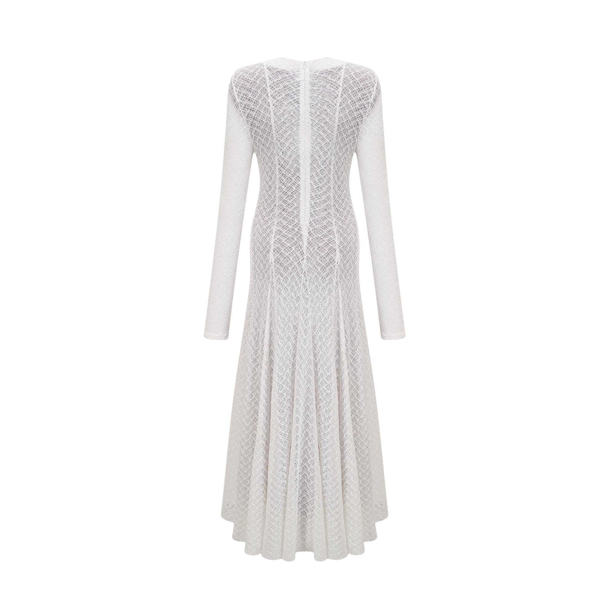 Vit maxiklänning med vågigt mönster i spets från Athena