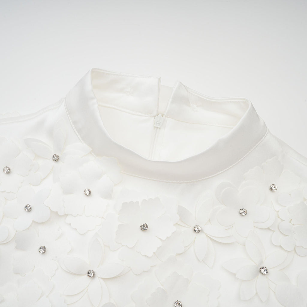 Genevieve faux-flower mini dress