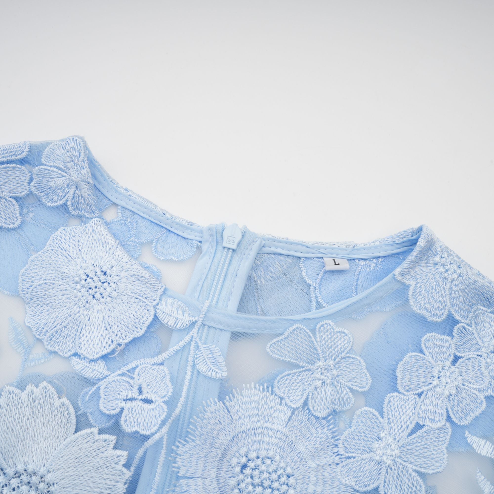 Herta blue floral-appliqué midi dress