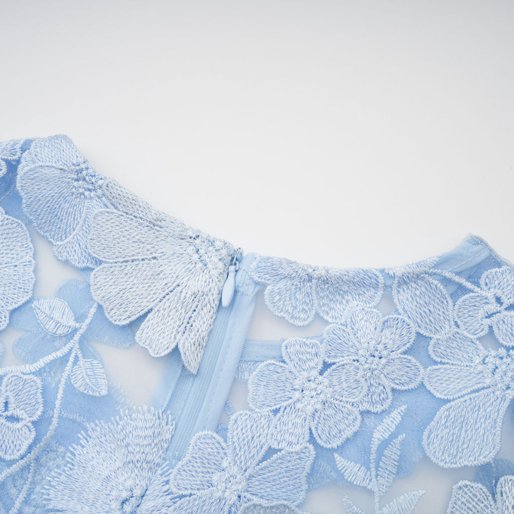 Herta blue floral-appliqué midi dress