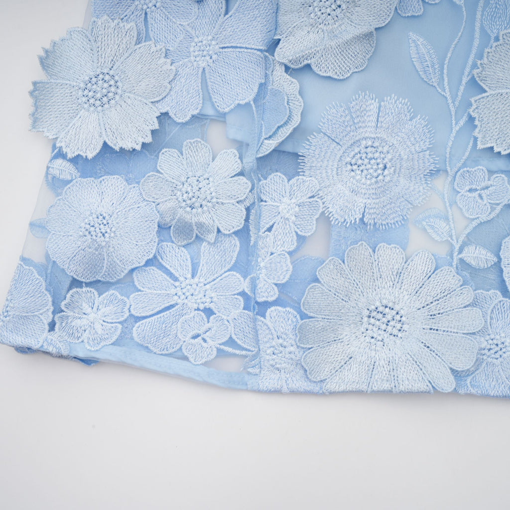 Herta blue floral-appliqué midi dress