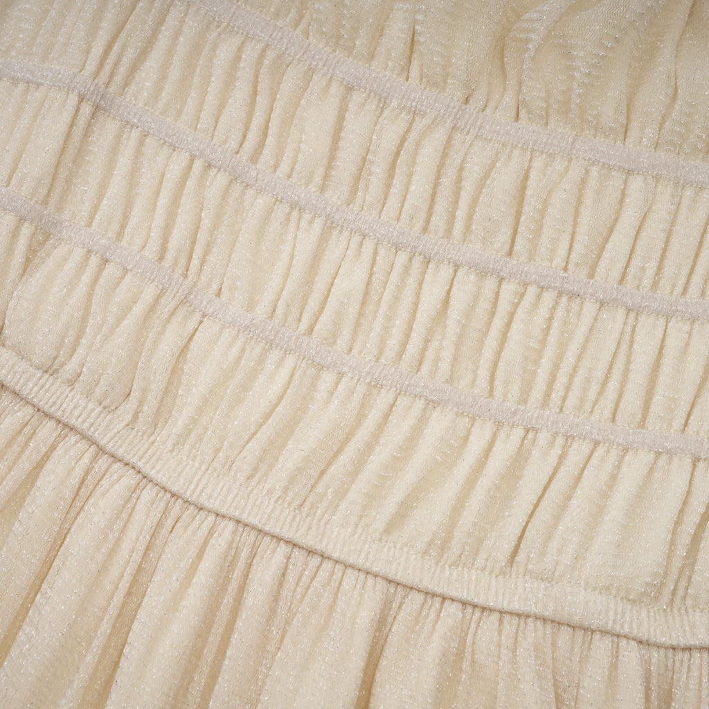 Camille pleated shirred metallic midi dress