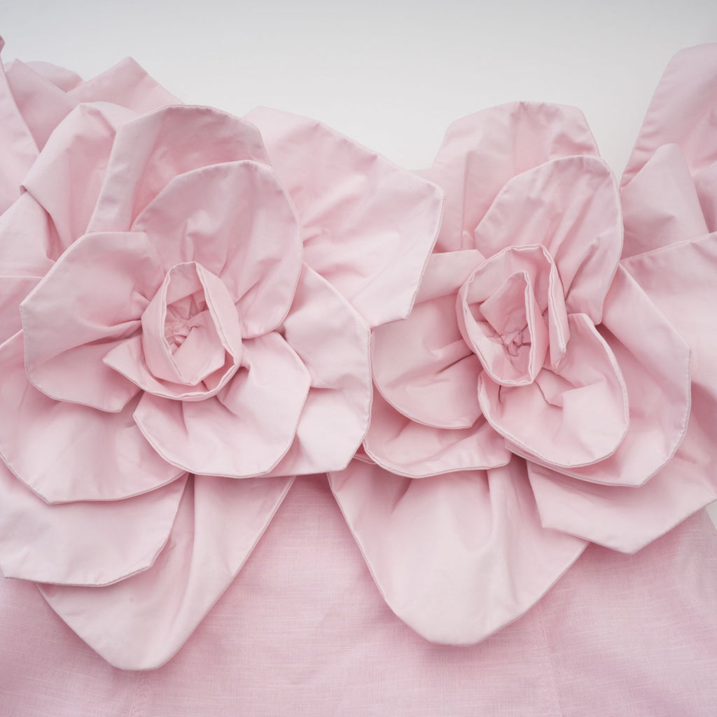 Juliette pink off-shoulder 3D-petal midi dress