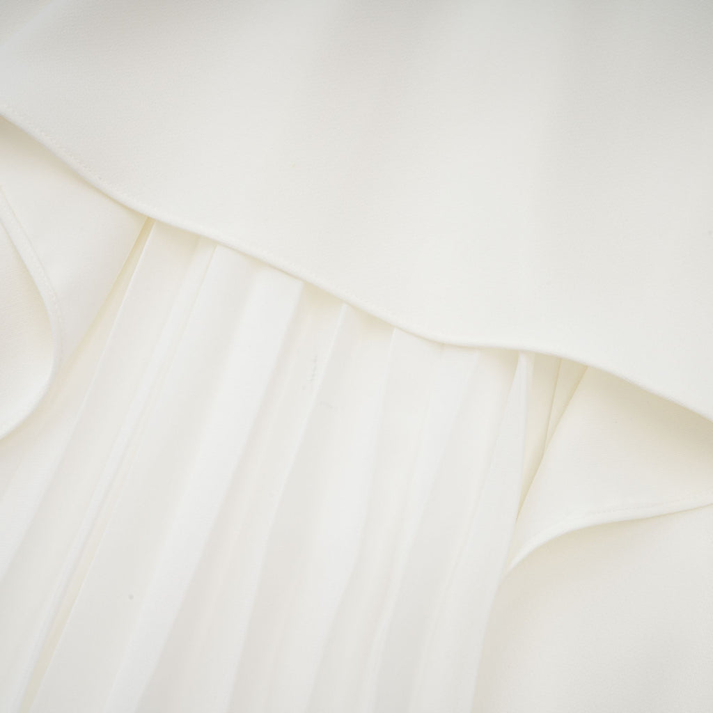 Vanessa white pleated off-shoulder maxi dress