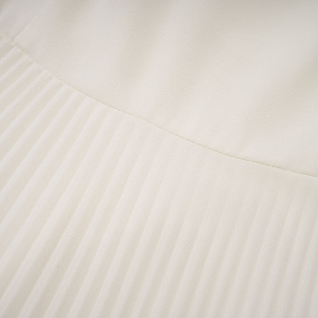 Blanche White Embellished Pleated Two-Piece Jacket and Dress Set