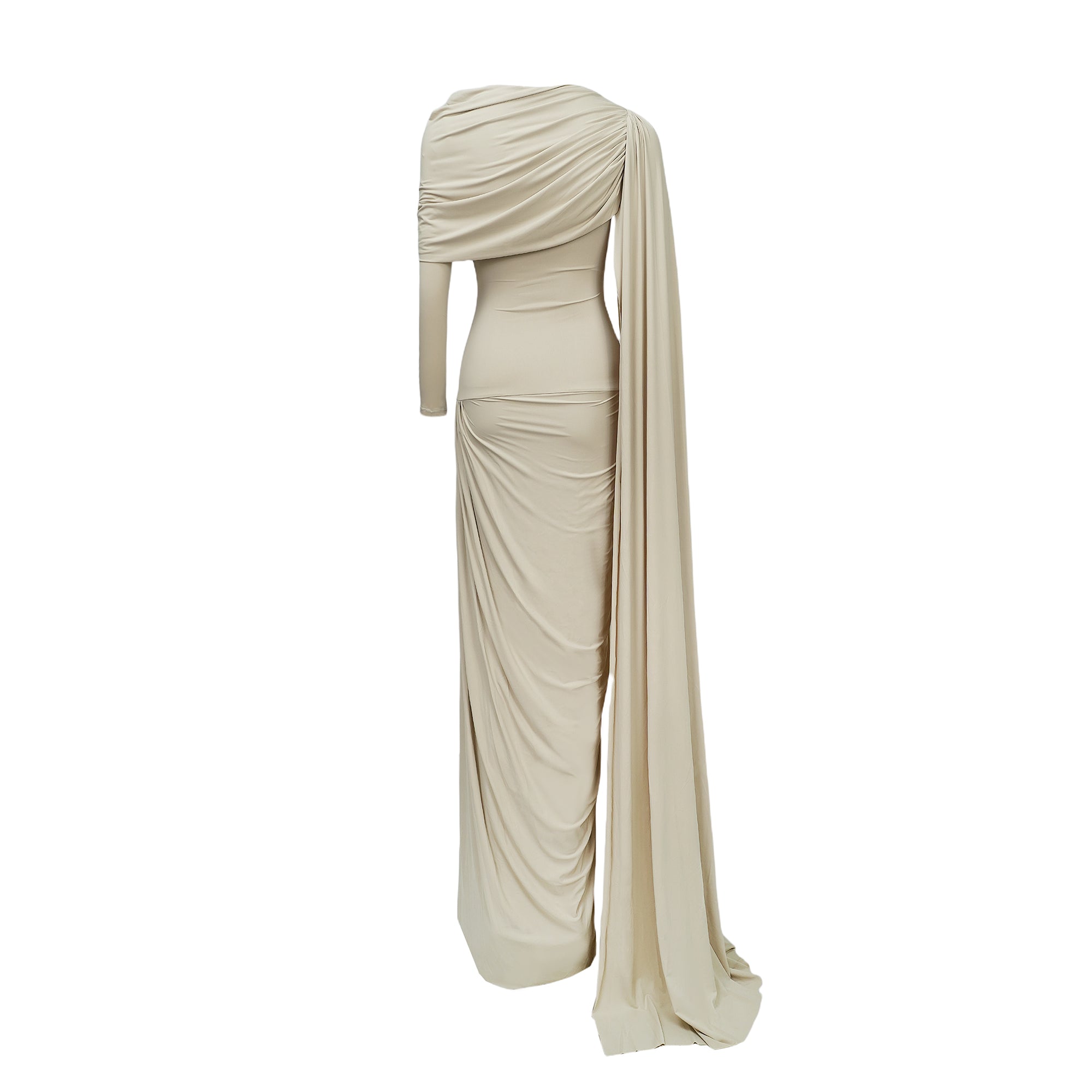 Gaëlle Neutrals Ribbon-design Draped Maxi Dress