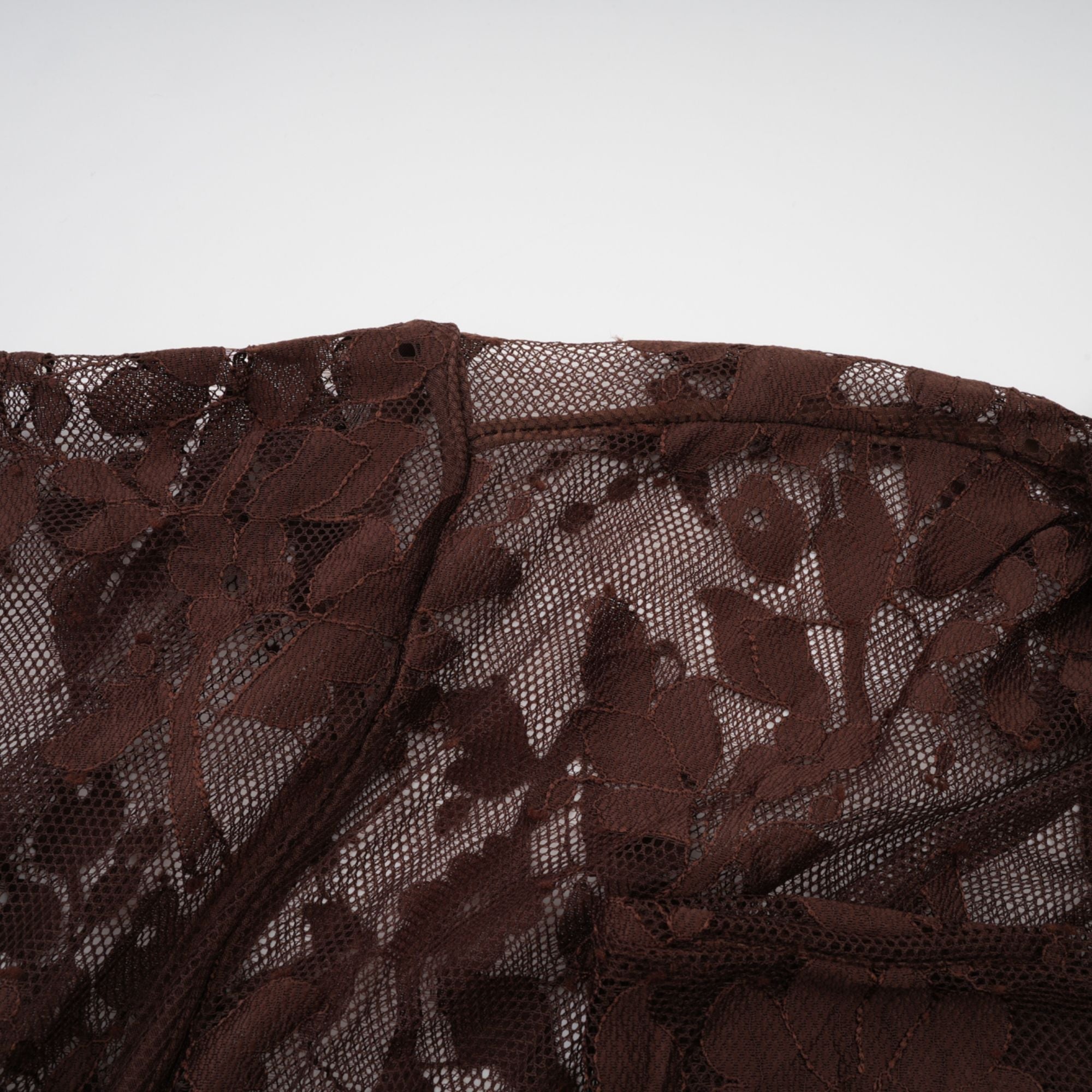 Sylvie brown chantilly-lace flared midi dress