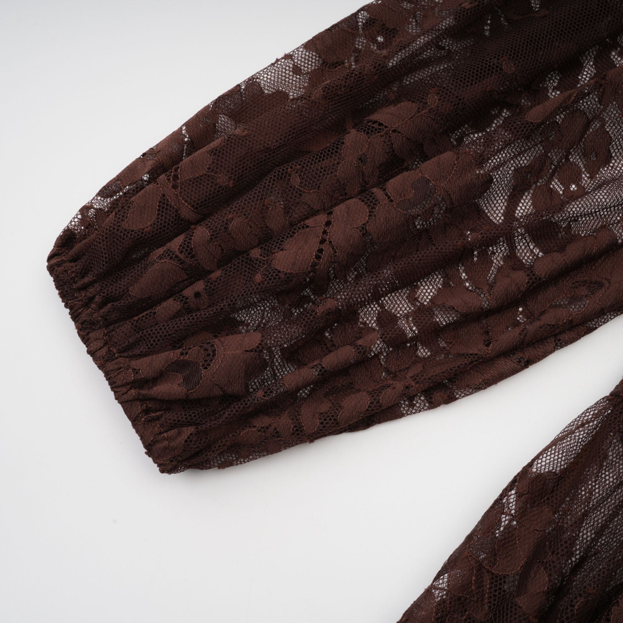 Sylvie brown chantilly-lace flared midi dress