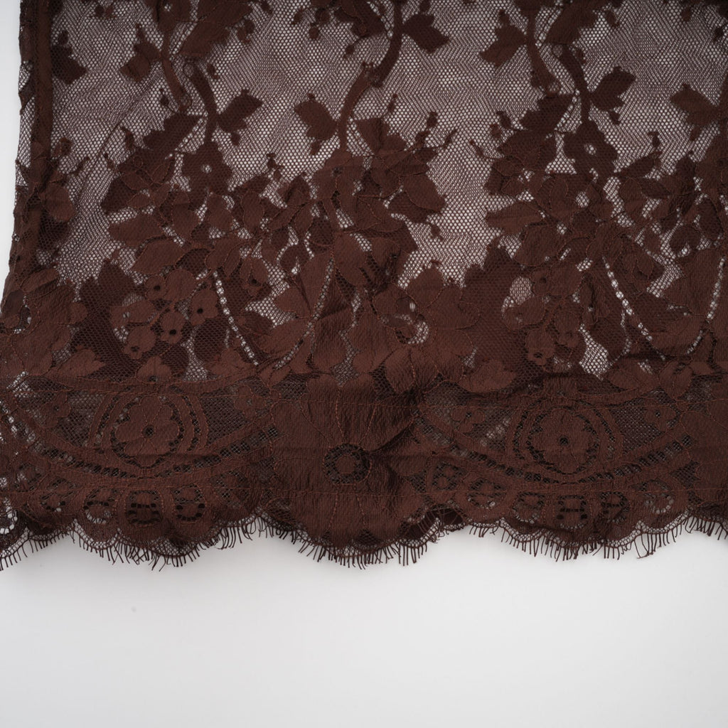 Sylvie brown chantilly-lace flared midi dress