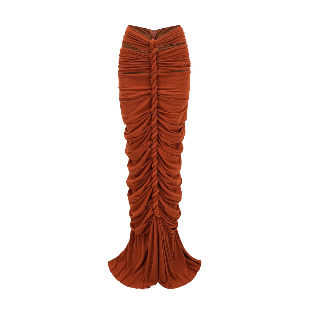 Célestine brunt matchande set med vriden utskuren topp och kjol