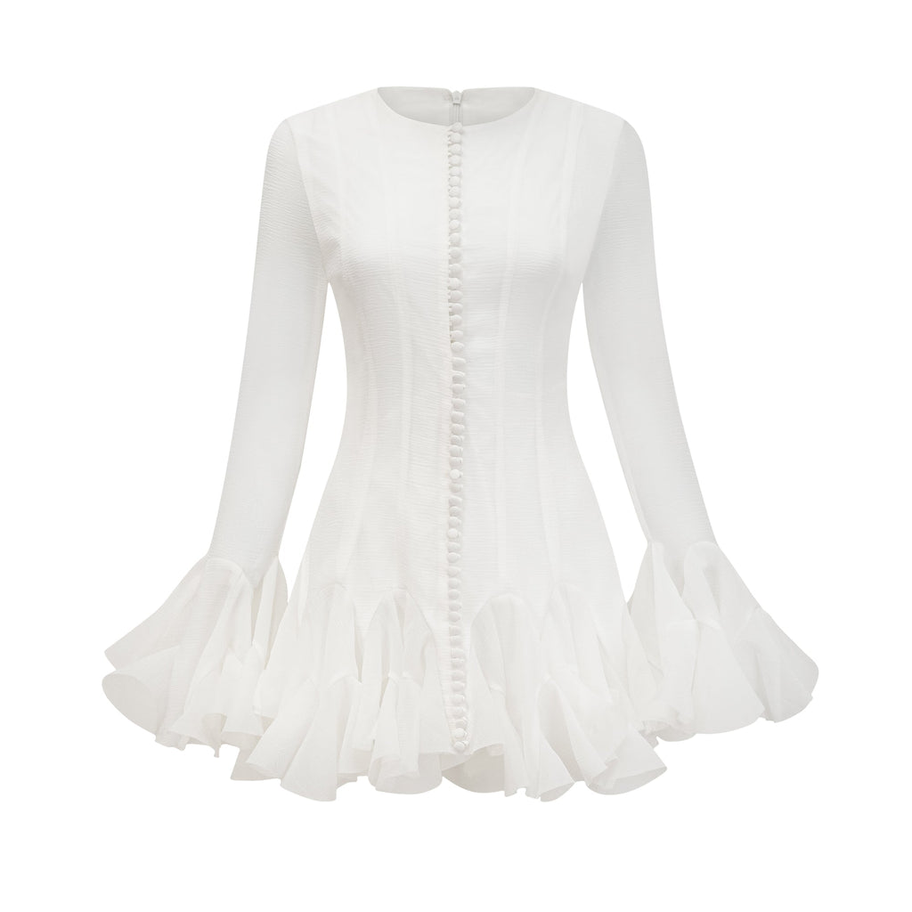 Anaïs halvtransparent utsvängd miniklänning