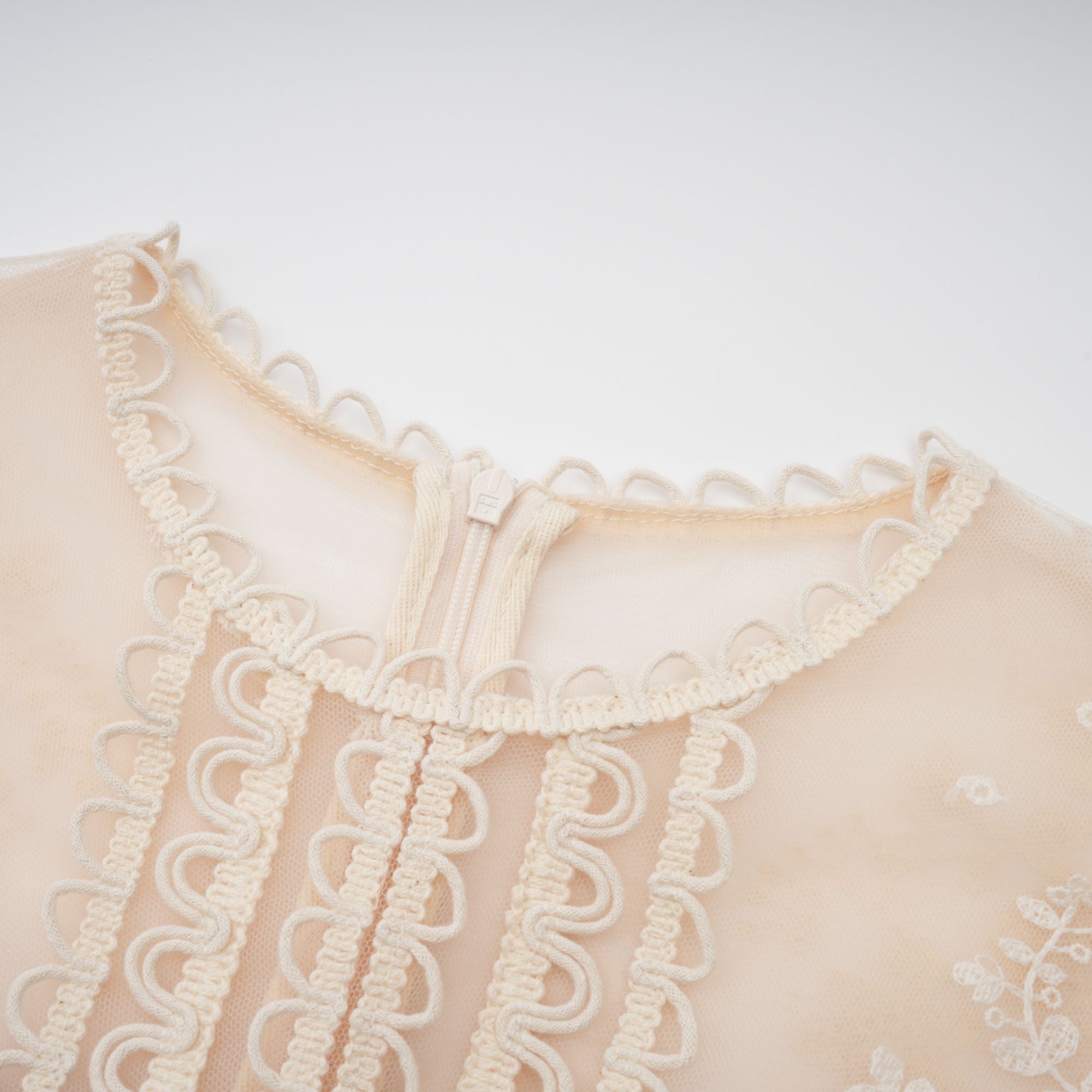 Fleur floral-embroidered lace midi dress in Neutrals