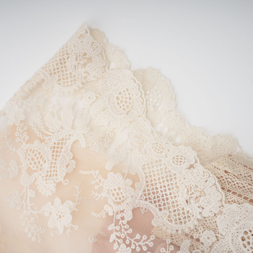 Fleur floral-embroidered lace midi dress in Neutrals