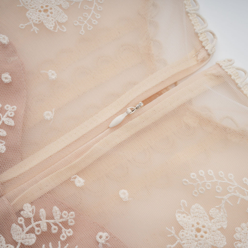 Fleur floral-embroidered lace midi dress in Neutrals