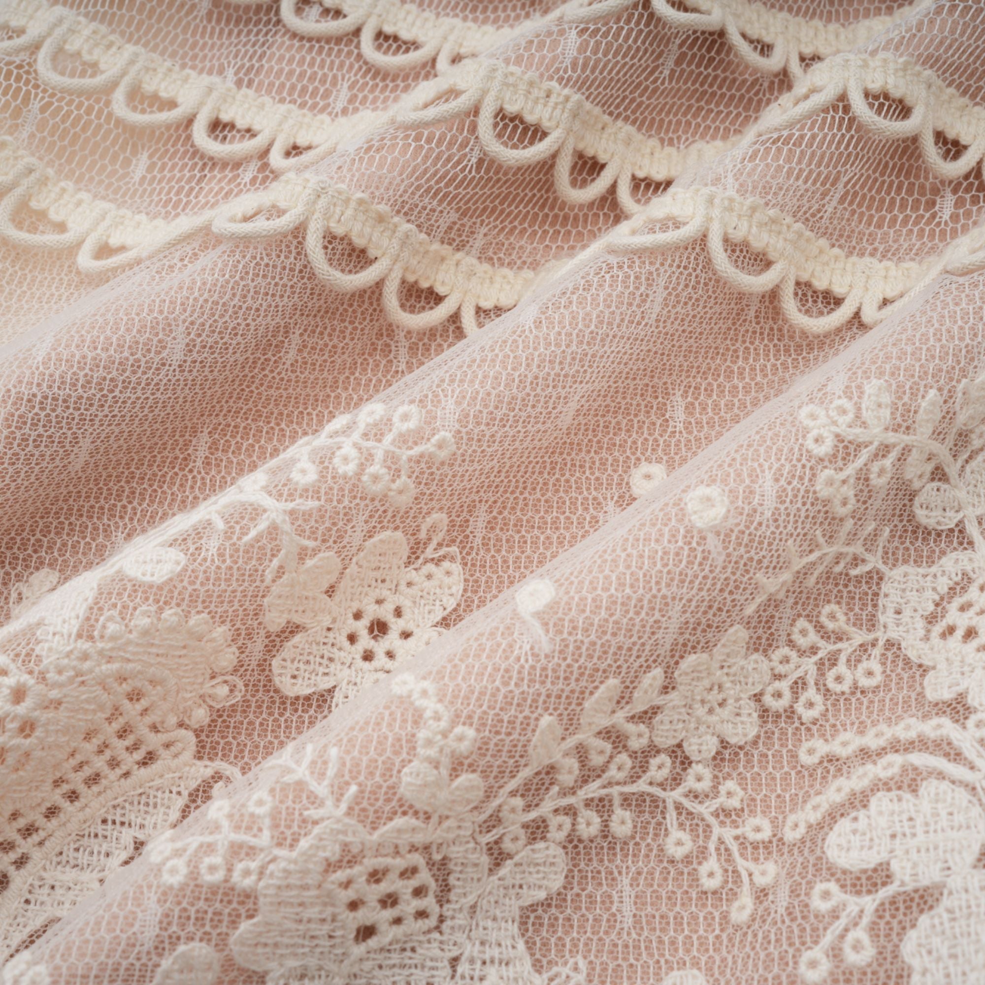 Fleur floral-embroidered lace midi dress in Neutrals