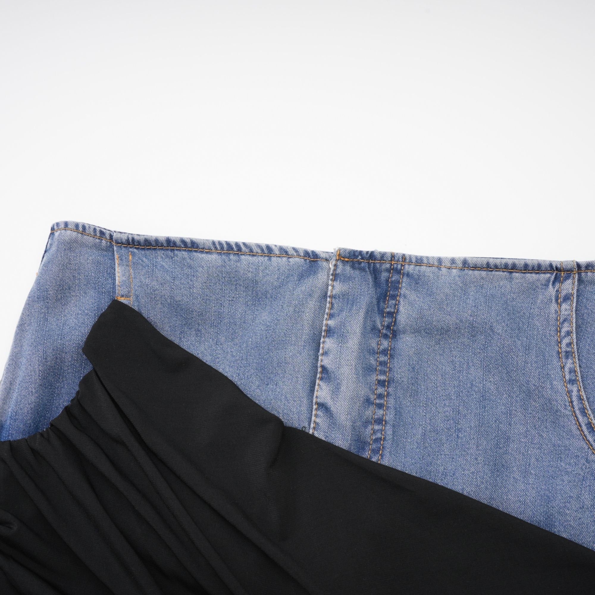 Nala matchande set med denimtopp och kjol med jerseypaneler 