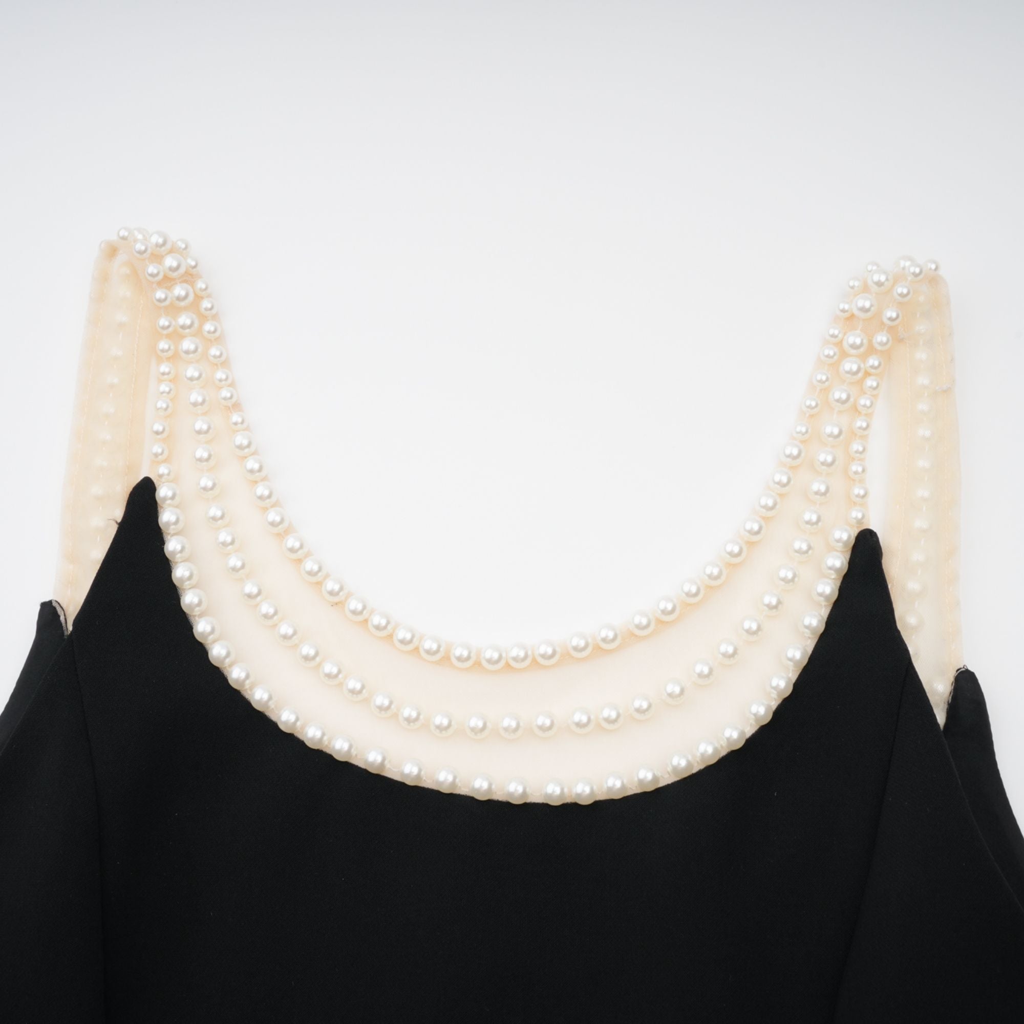 Danaé black faux-pearl-embellished mini dress