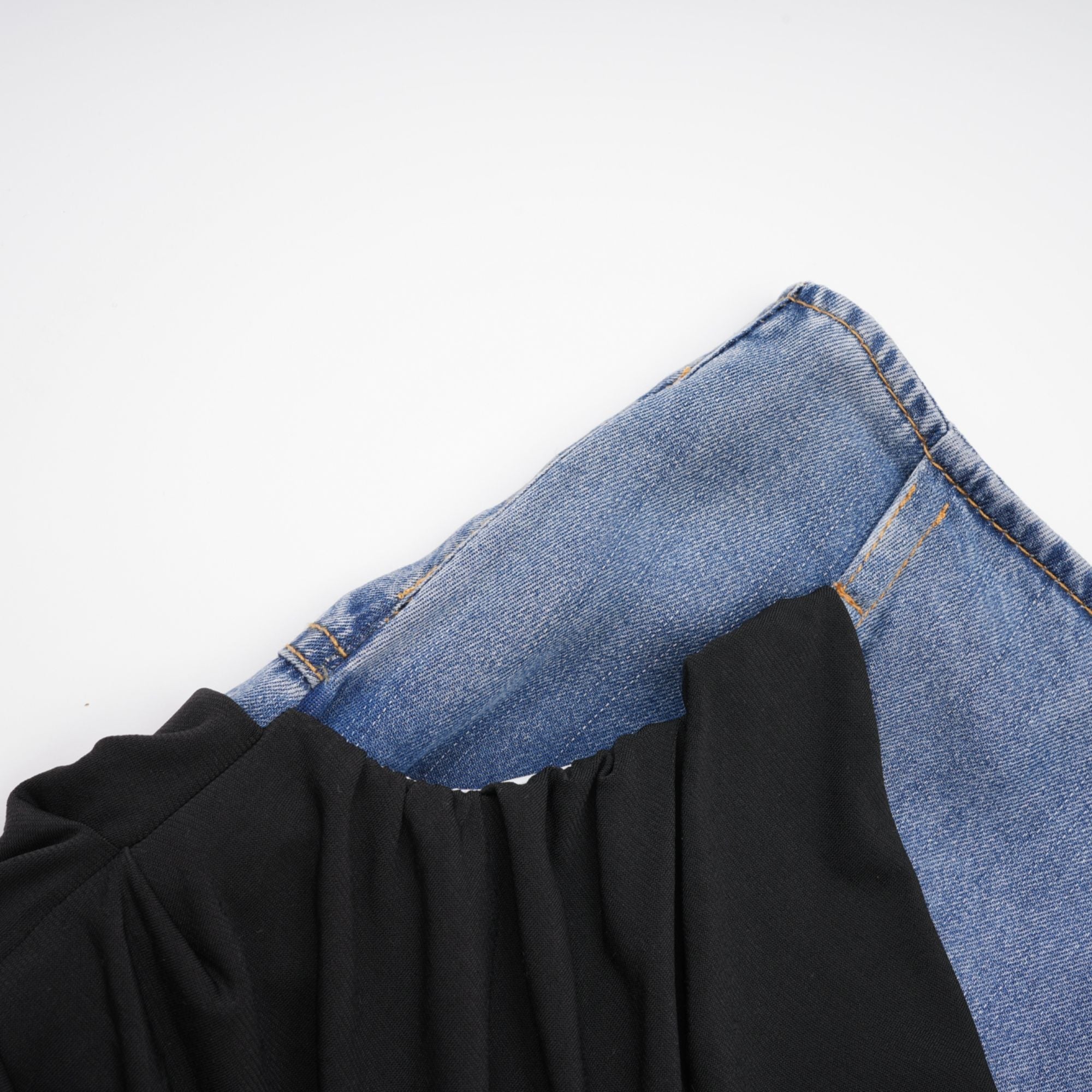 Nala matchande set med denimtopp och kjol med jerseypaneler 