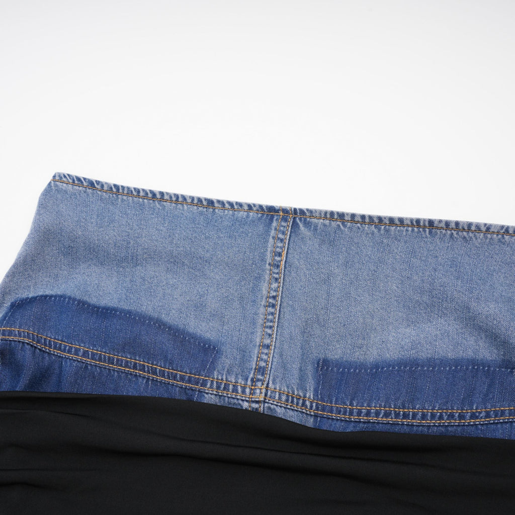 Nala matchande set med denimtopp och kjol med jerseypaneler 