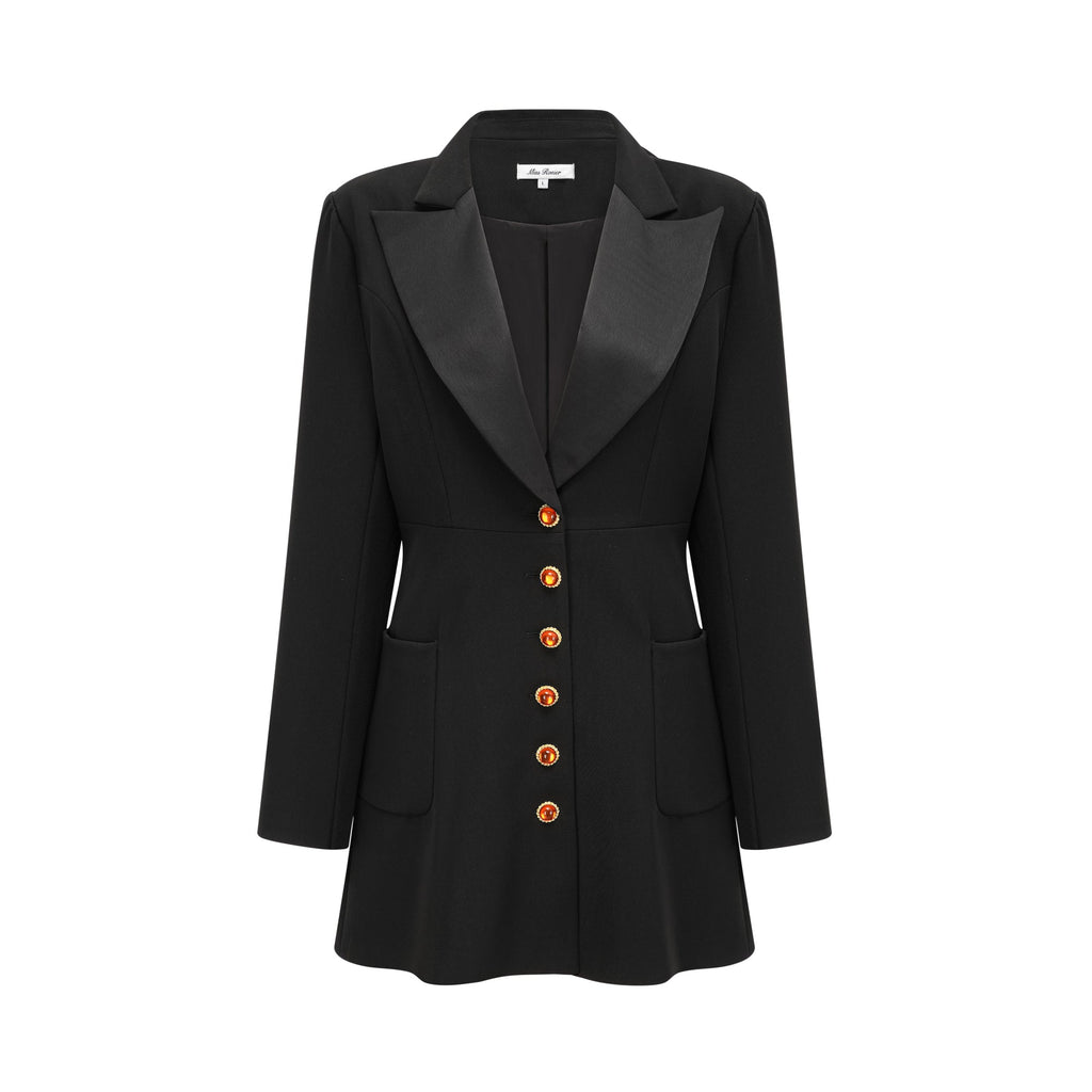 Robe blazer noire à simple boutonnage Aurore