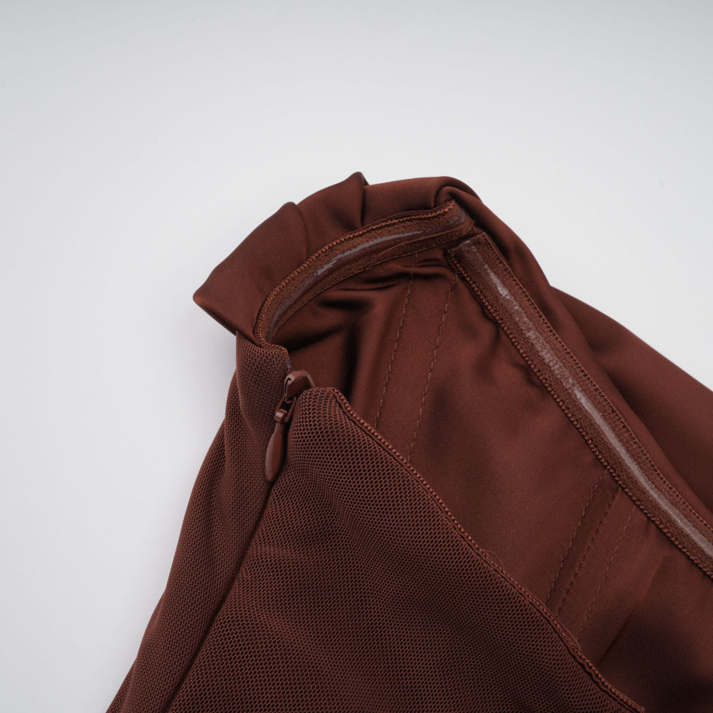 Vedette Brun Rynkad Korsett Maxiklänning (Utan Handskar)