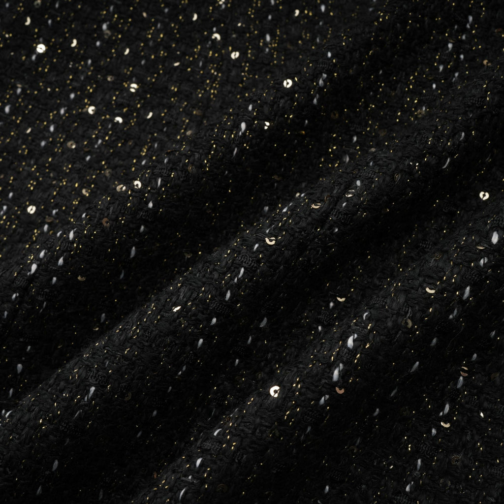 Audrey svart tweed miniklänning med paljettpaneler
