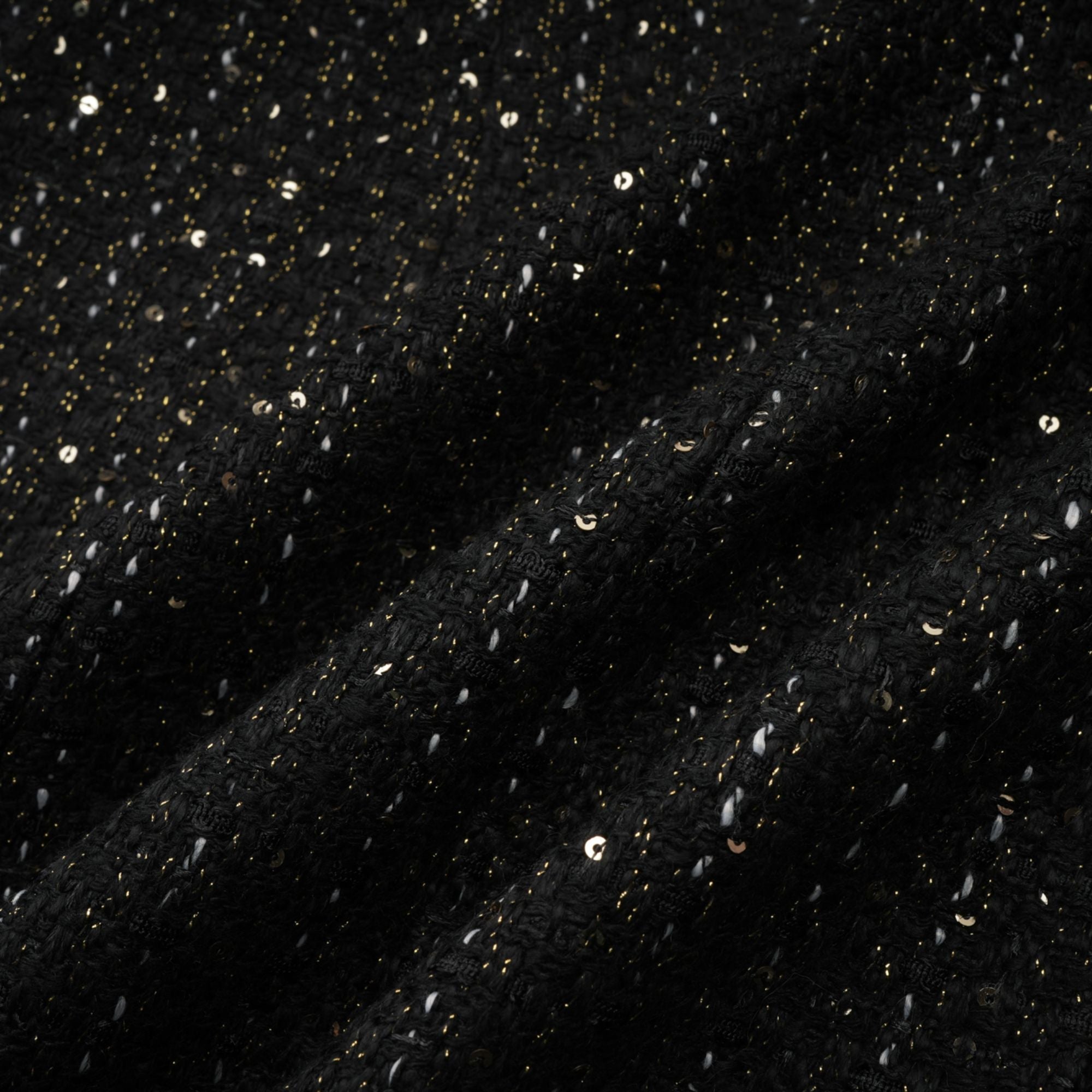 Audrey svart tweed miniklänning med paljettpaneler
