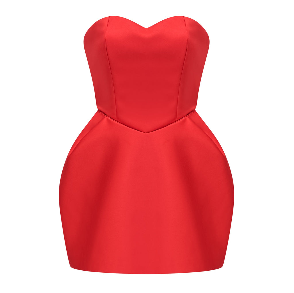Laure Red Heart Off-shoulder Mini Dress