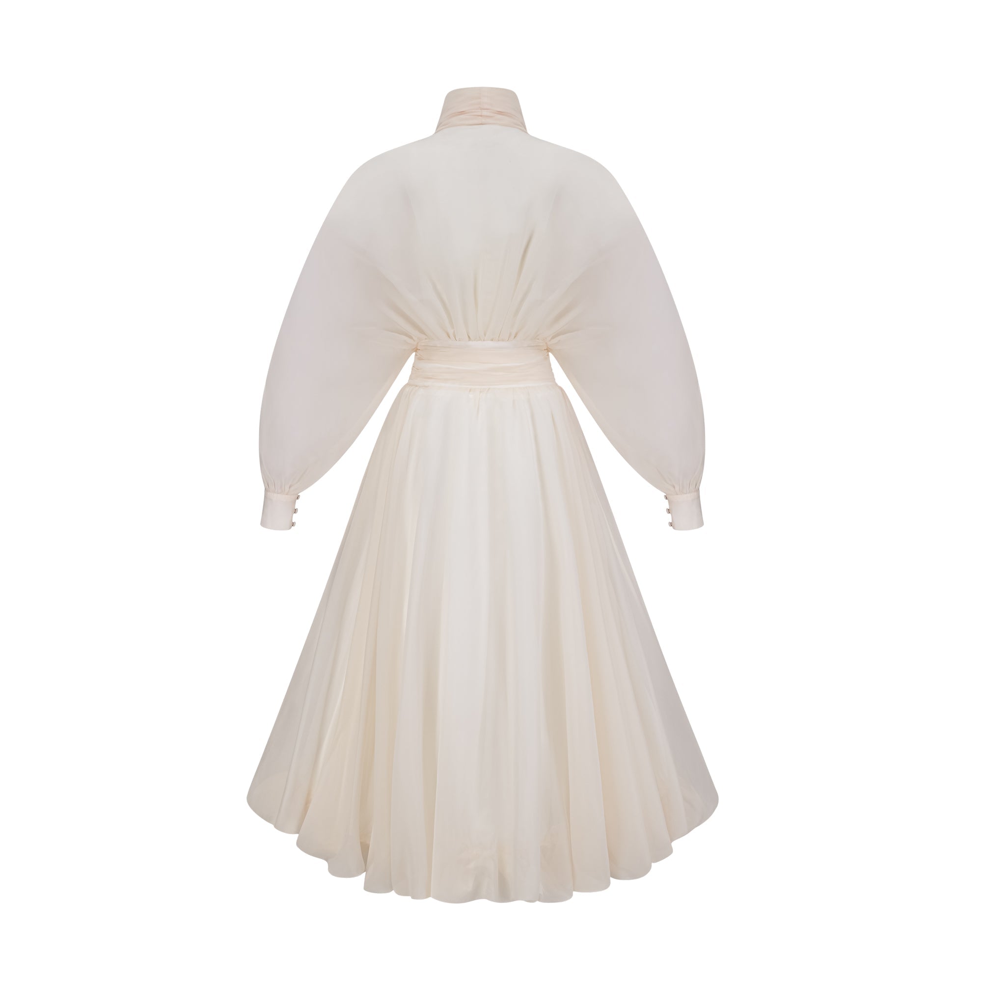 Riley Krämvit Draperad Tyll Maxiklänning