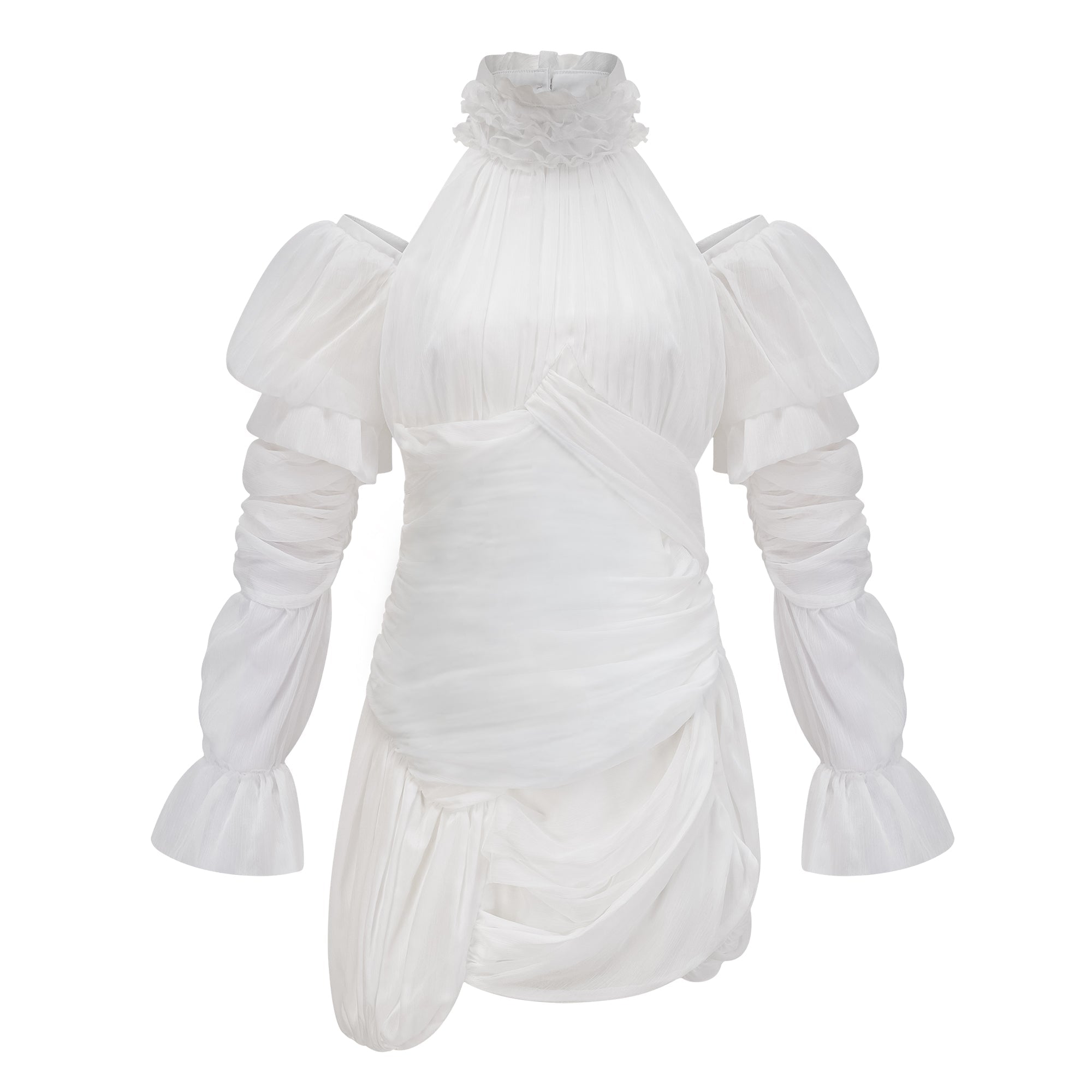 Déotille Vit Asymmetrisk Ruched Mini Dress