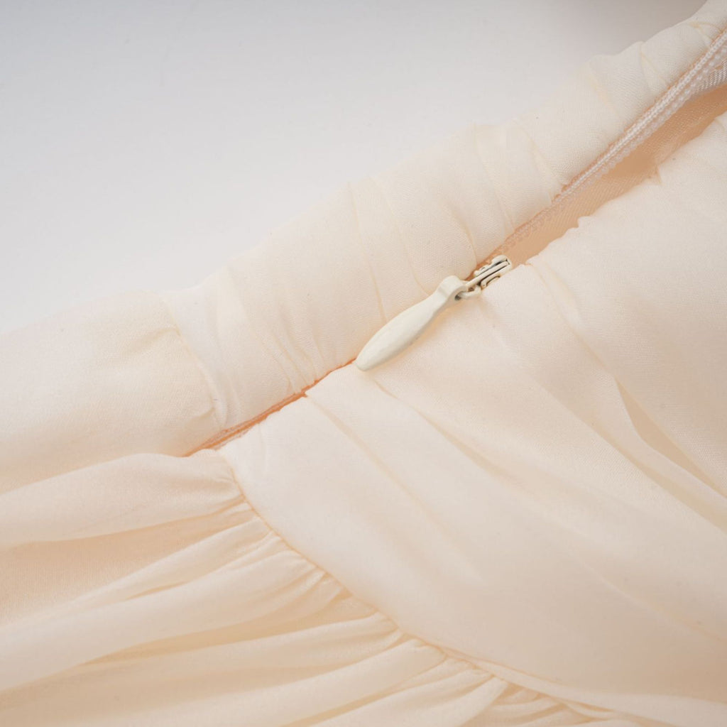 Riley Krämvit Draperad Tyll Maxiklänning