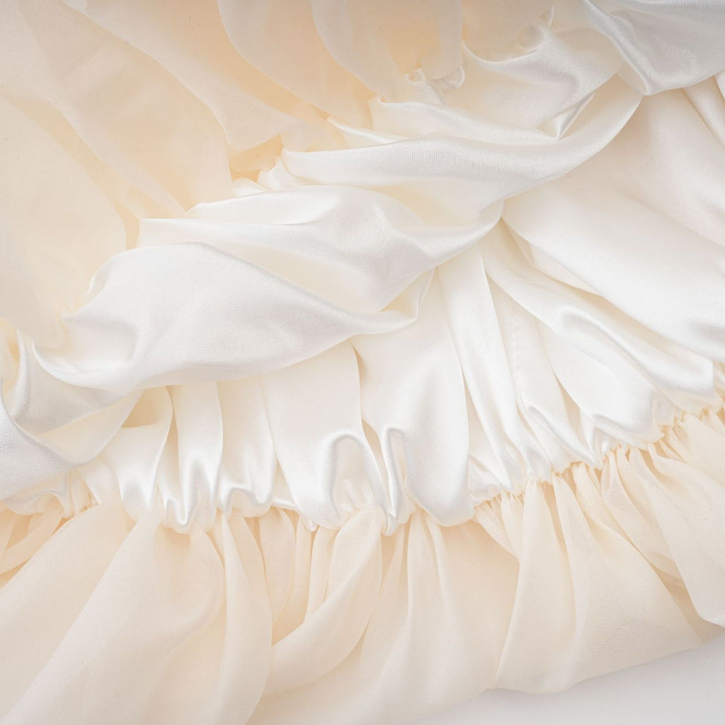 Riley Krämvit Draperad Tyll Maxiklänning